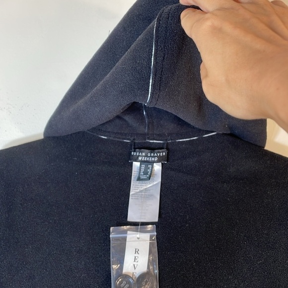 NWT. Susan Graver Weekend Houndstooth Reversible Sherpa Fleece Hooded Coat. XS - Picture 15 of 15